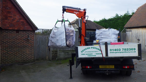 Photo of Kiln Dried logs in a bulk bag.